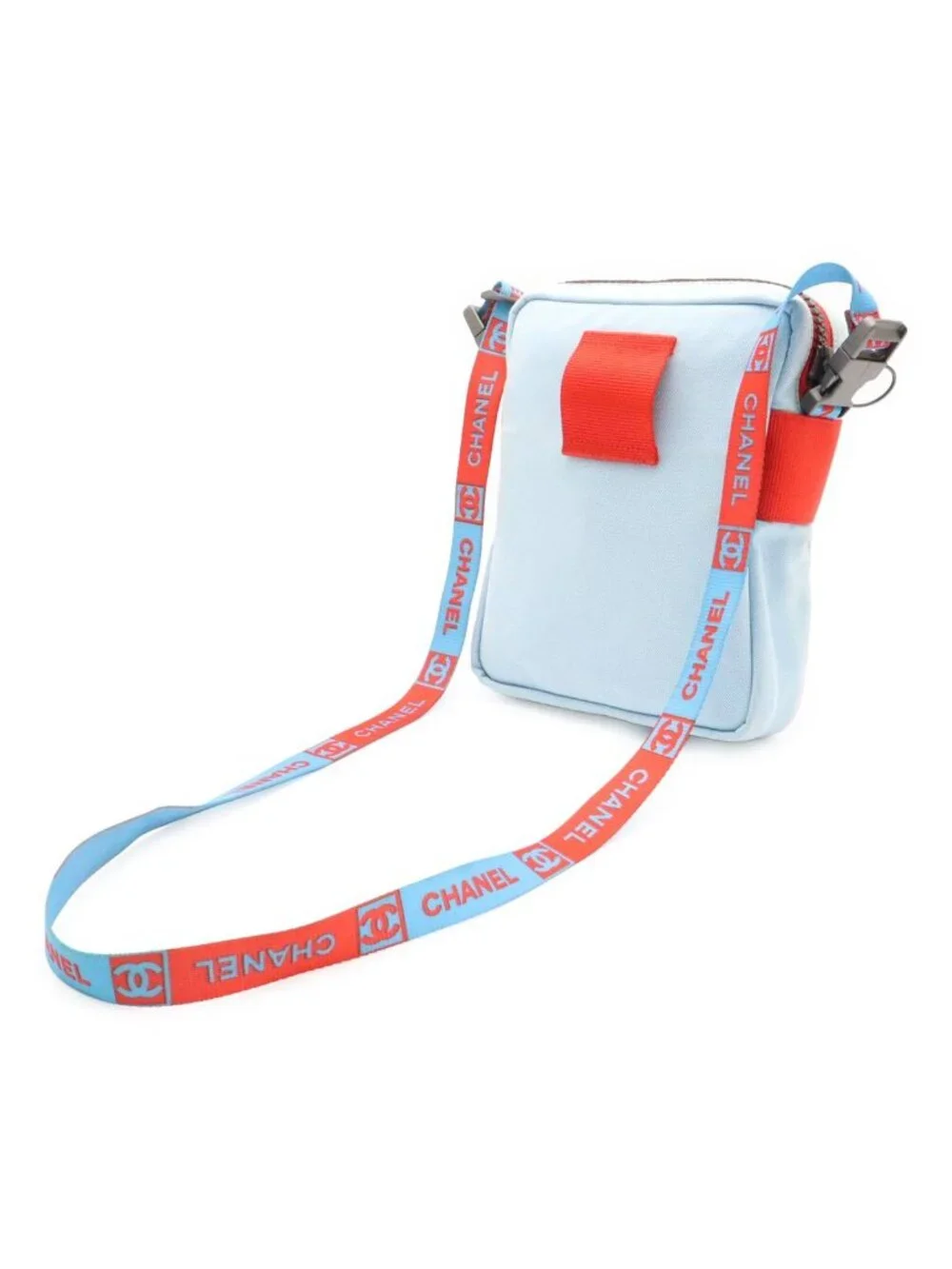 Chanel Sports Line CC Logo Mini Shoulder Bag Crossbody Nylon Canvas Light Blue